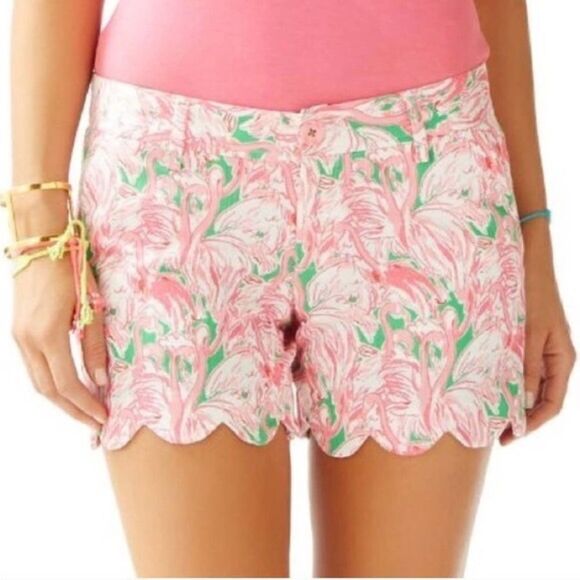 Lilly Pulitzer Flamingo Buttercup Shorts Size 000 - Picture 1 of 9